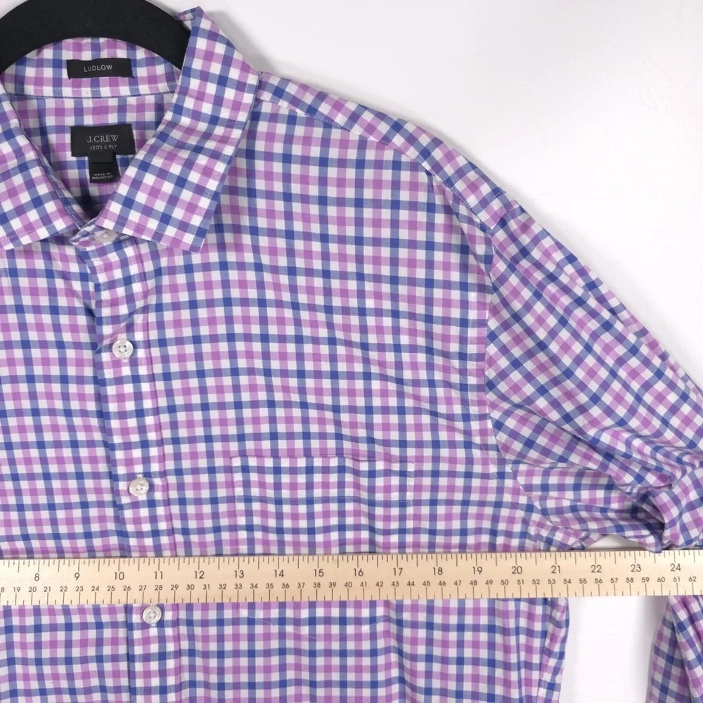 J.CREW 120’s 2 PLY LUDLOW Plaid Multi Long Sleeve Button Up Shirt Cotton LARGE‎